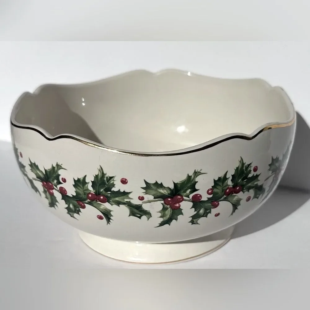 LENOX 75th Anniversary Christmas Holiday Teleflora Holly Berry Porcelain Bowl
